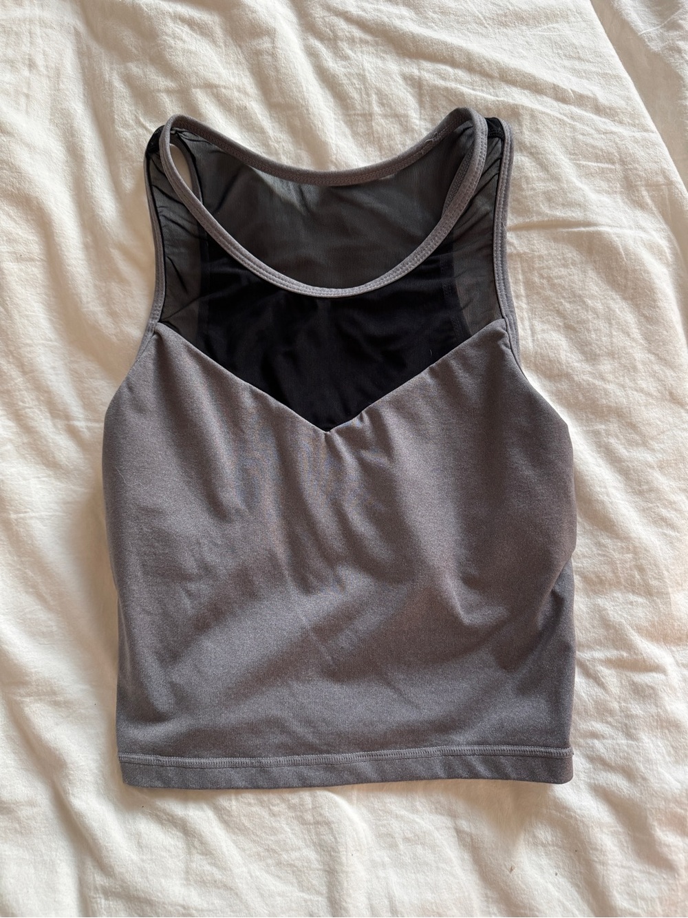 Senita Athletics Gray Tank Top with Black Mesh